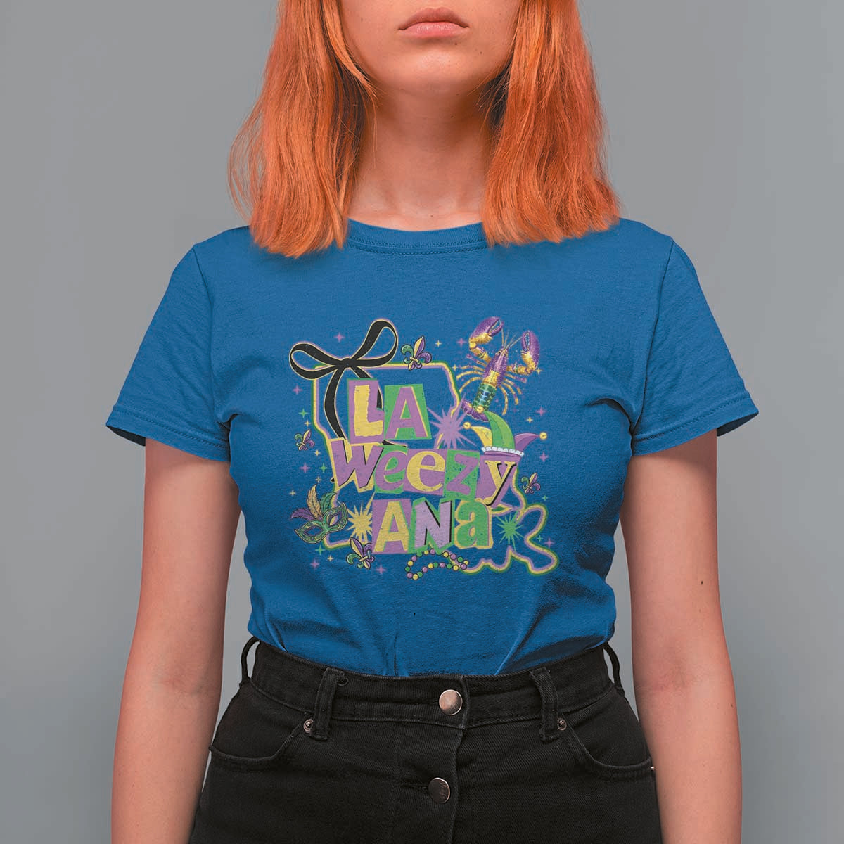 Funny Mardi Gras La Weezy Ana T Shirt For Women New Orleans Festival Louisiana Map