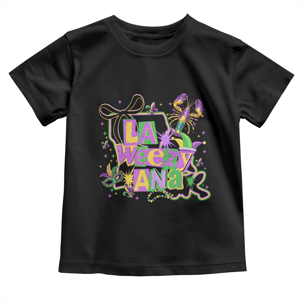 Funny Mardi Gras La Weezy Ana Toddler T Shirt New Orleans Festival Louisiana Map