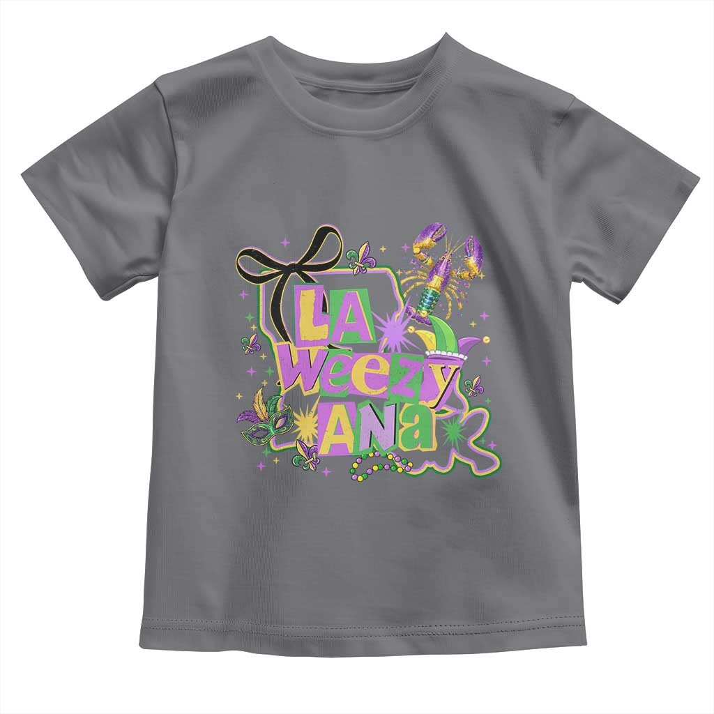 Funny Mardi Gras La Weezy Ana Toddler T Shirt New Orleans Festival Louisiana Map