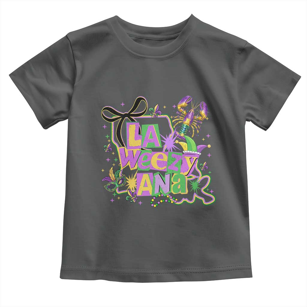 Funny Mardi Gras La Weezy Ana Toddler T Shirt New Orleans Festival Louisiana Map