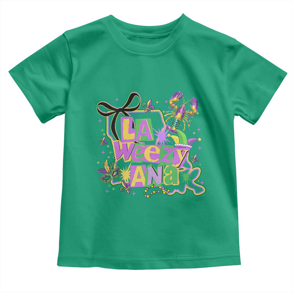 Funny Mardi Gras La Weezy Ana Toddler T Shirt New Orleans Festival Louisiana Map
