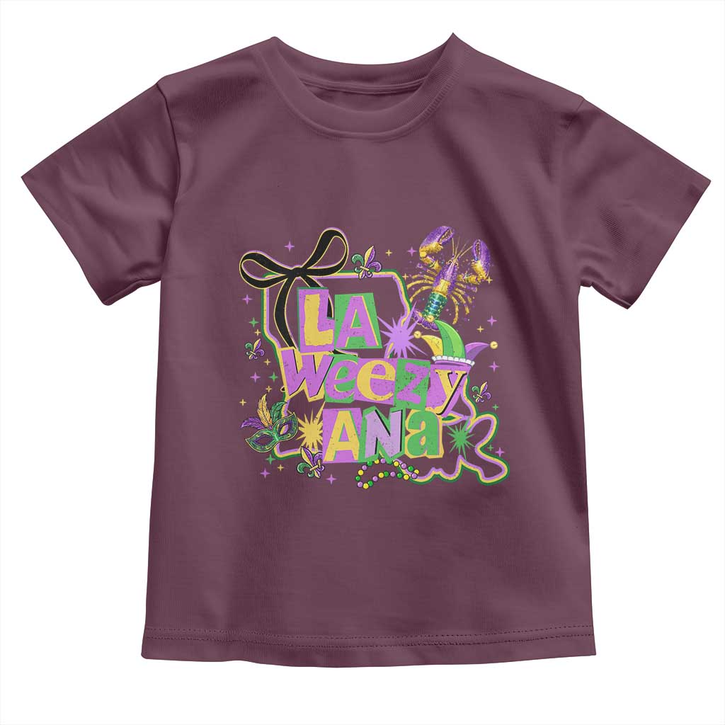 Funny Mardi Gras La Weezy Ana Toddler T Shirt New Orleans Festival Louisiana Map