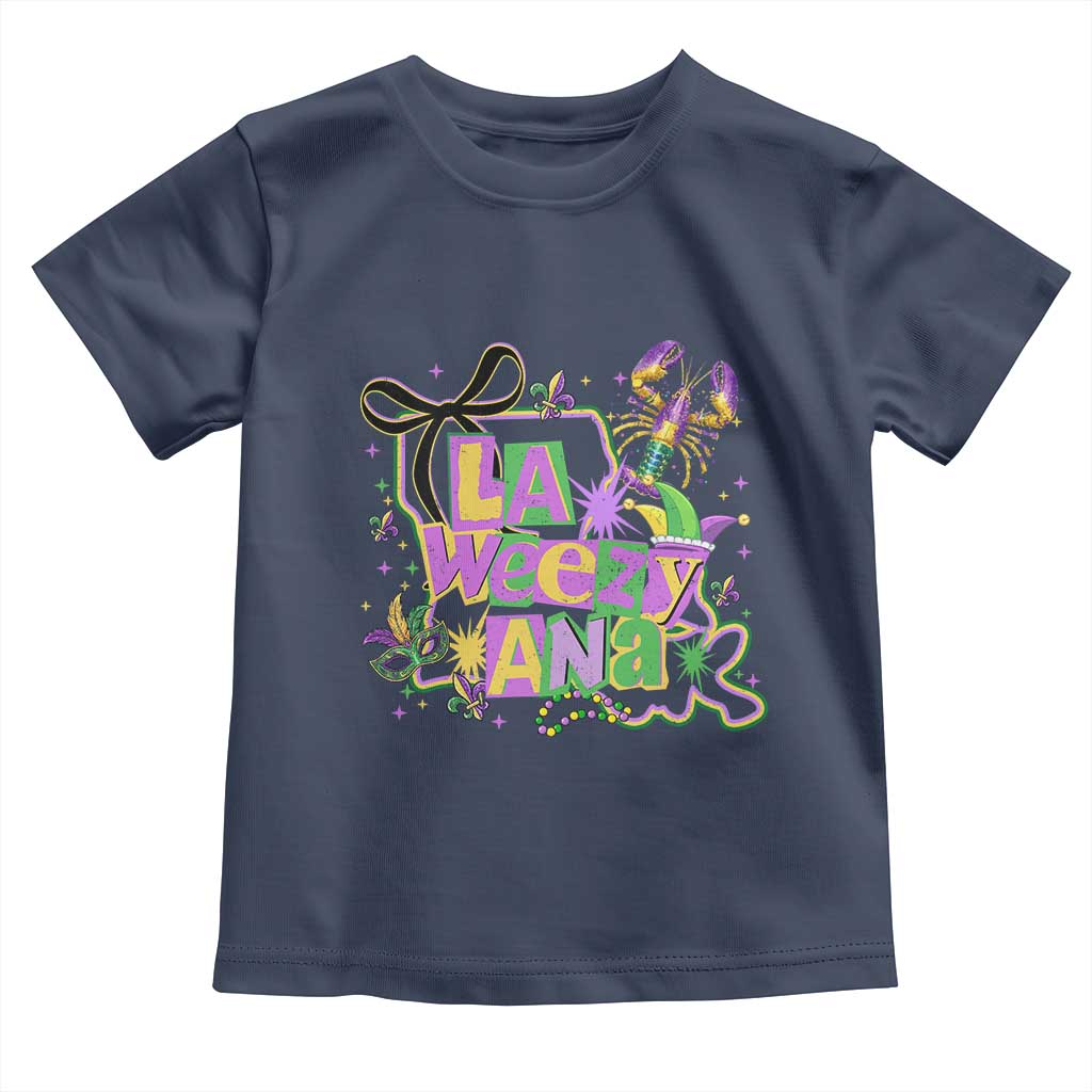 Funny Mardi Gras La Weezy Ana Toddler T Shirt New Orleans Festival Louisiana Map
