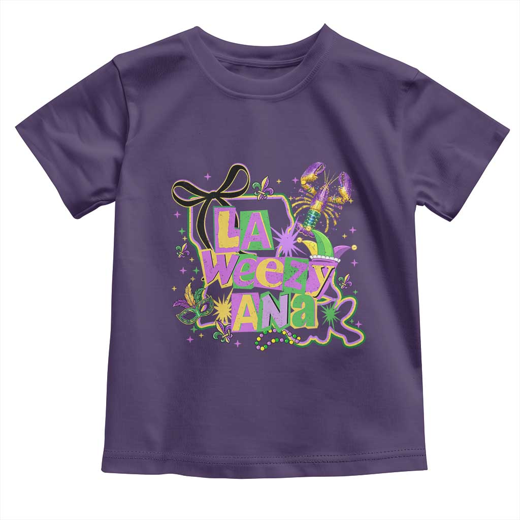 Funny Mardi Gras La Weezy Ana Toddler T Shirt New Orleans Festival Louisiana Map