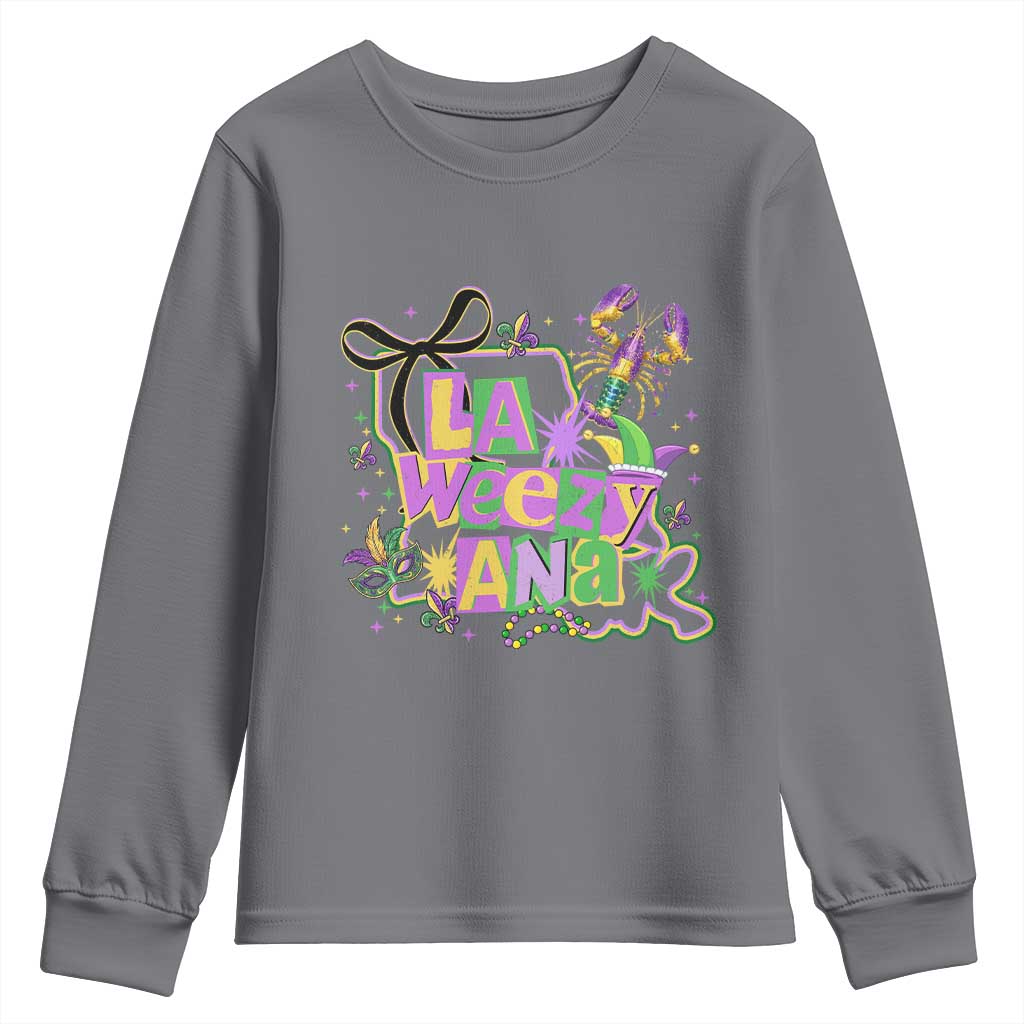 Funny Mardi Gras La Weezy Ana Youth Sweatshirt New Orleans Festival Louisiana Map