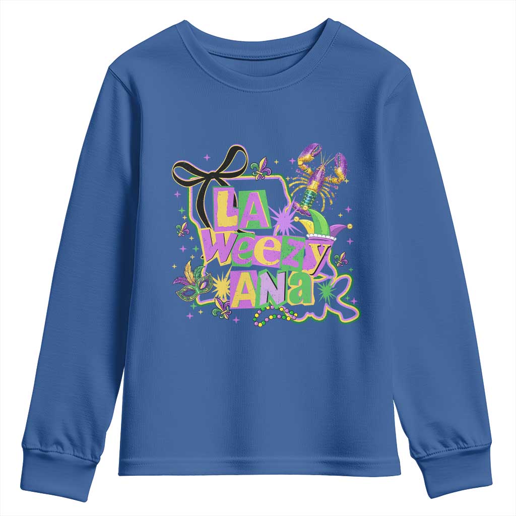 Funny Mardi Gras La Weezy Ana Youth Sweatshirt New Orleans Festival Louisiana Map