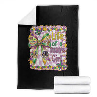 Funny Mardi Gras Throw Girl Life Throw Blanket Coquette Bow Carnival
