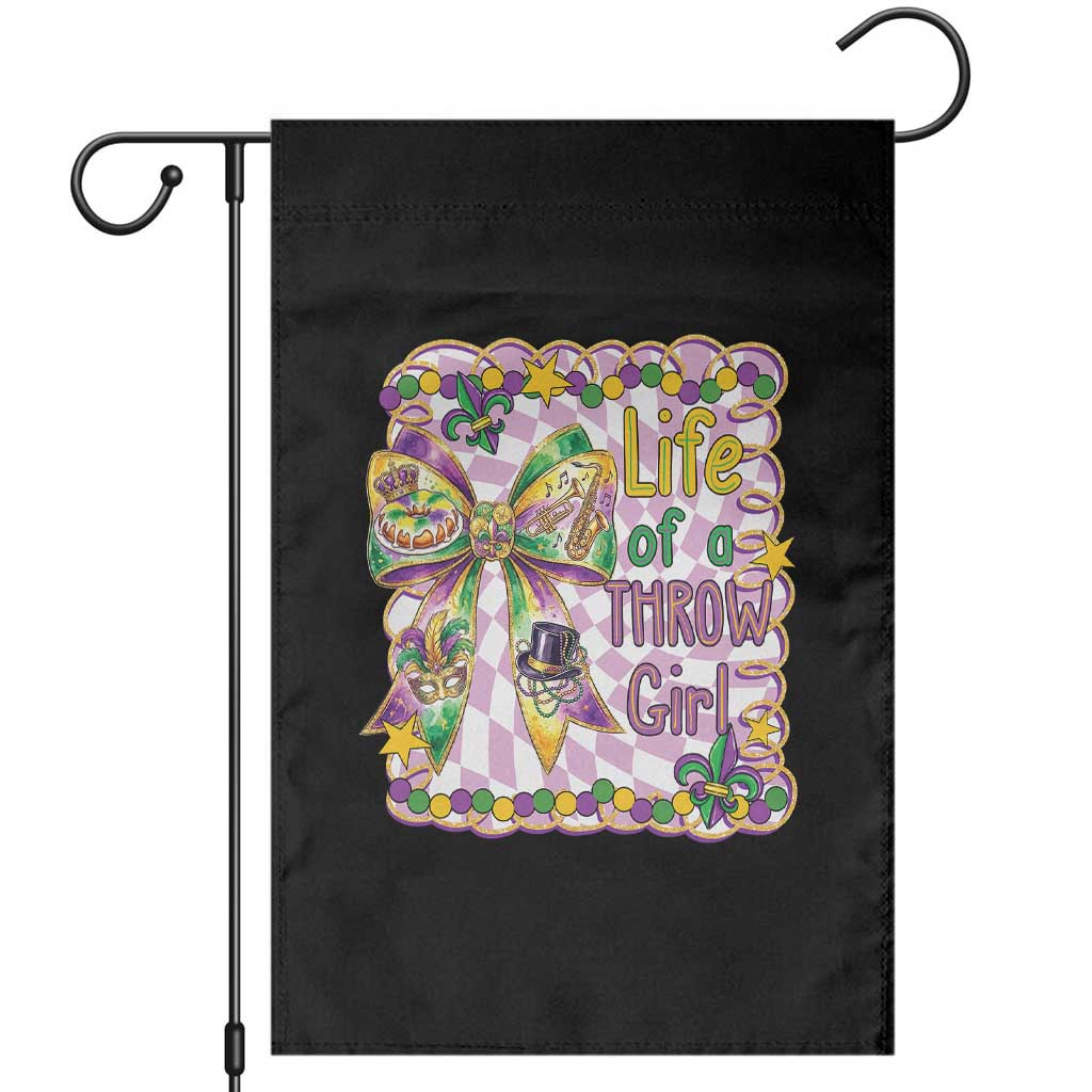 Funny Mardi Gras Throw Girl Life Garden Flag Coquette Bow Carnival