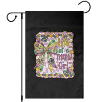 Funny Mardi Gras Throw Girl Life Garden Flag Coquette Bow Carnival