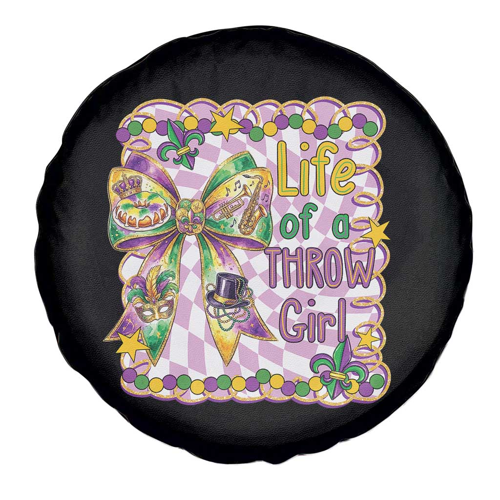 Funny Mardi Gras Throw Girl Life Spare Tire Cover Coquette Bow Carnival