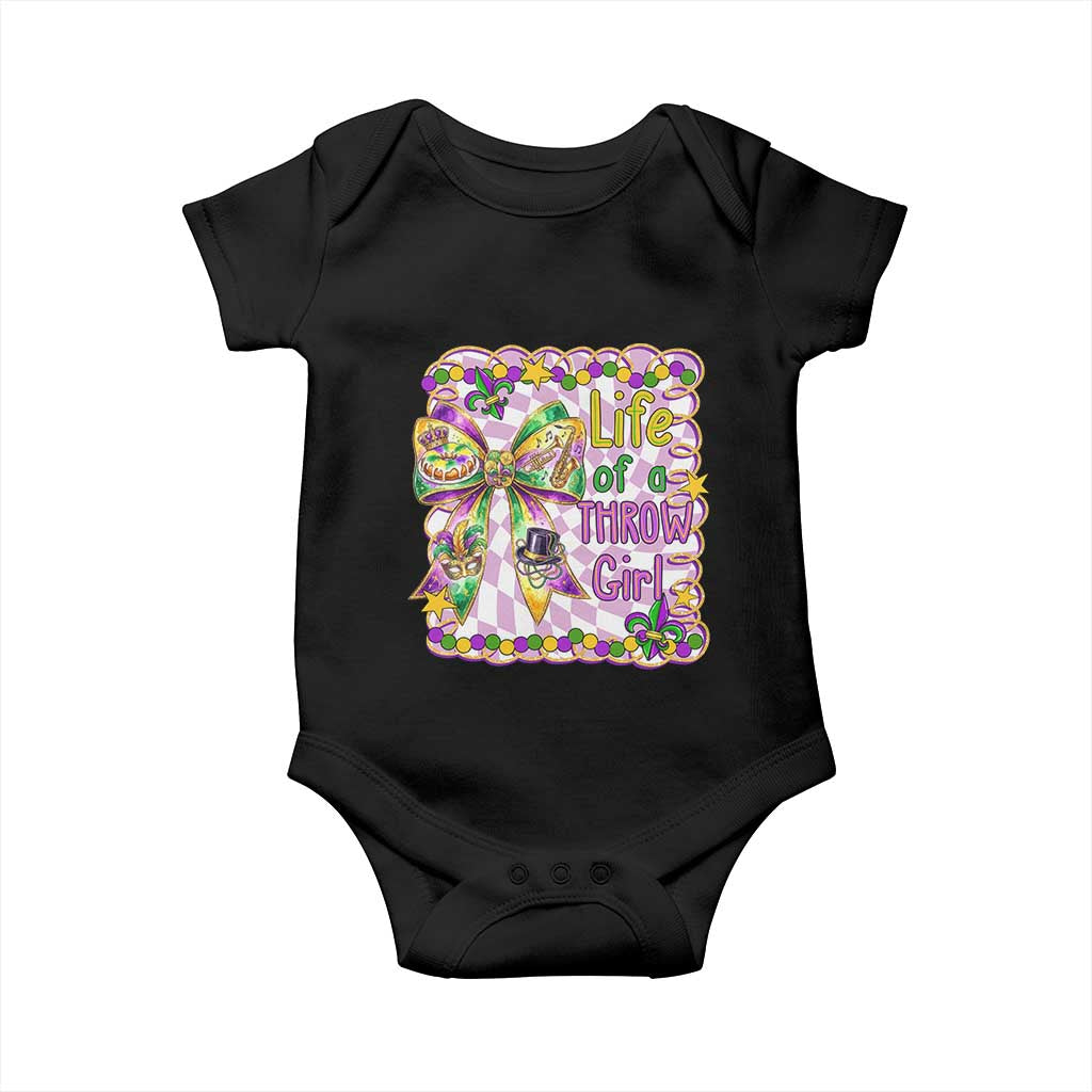 Funny Mardi Gras Throw Girl Life Baby Onesie Coquette Bow Carnival