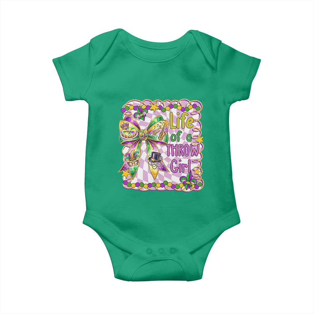 Funny Mardi Gras Throw Girl Life Baby Onesie Coquette Bow Carnival