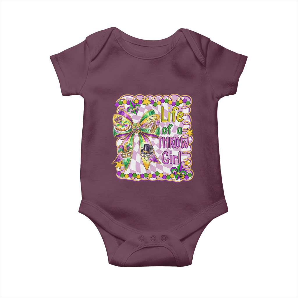 Funny Mardi Gras Throw Girl Life Baby Onesie Coquette Bow Carnival