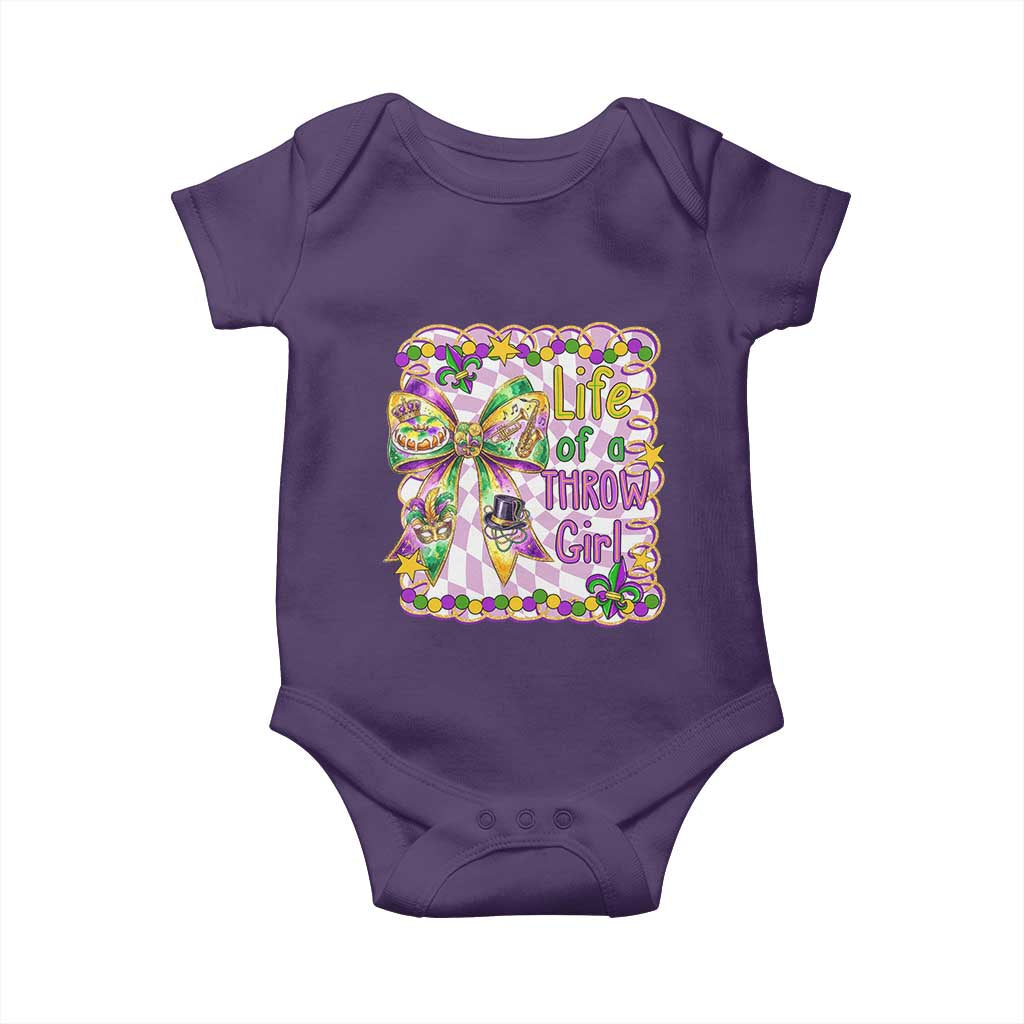Funny Mardi Gras Throw Girl Life Baby Onesie Coquette Bow Carnival