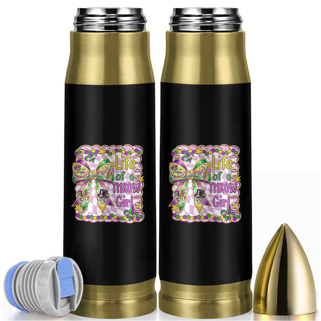 Funny Mardi Gras Throw Girl Life Bullet Tumbler Coquette Bow Carnival