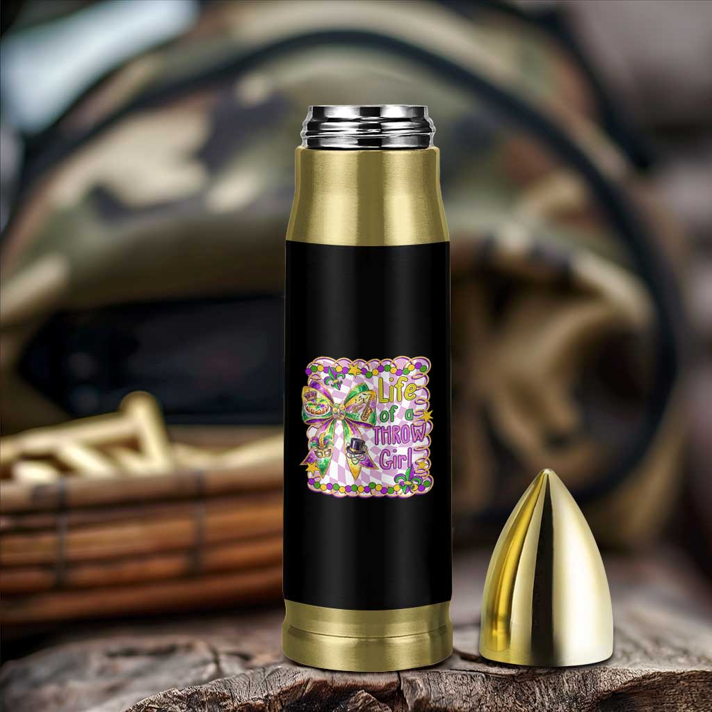 Funny Mardi Gras Throw Girl Life Bullet Tumbler Coquette Bow Carnival