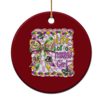 Funny Mardi Gras Throw Girl Life Ceramic Ornament Coquette Bow Carnival