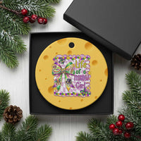 Funny Mardi Gras Throw Girl Life Ceramic Ornament Coquette Bow Carnival