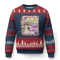 Funny Mardi Gras Throw Girl Life Ugly Christmas Sweater Coquette Bow Carnival