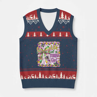 Funny Mardi Gras Throw Girl Life V-Neck Knit Sweater Vest Coquette Bow Carnival