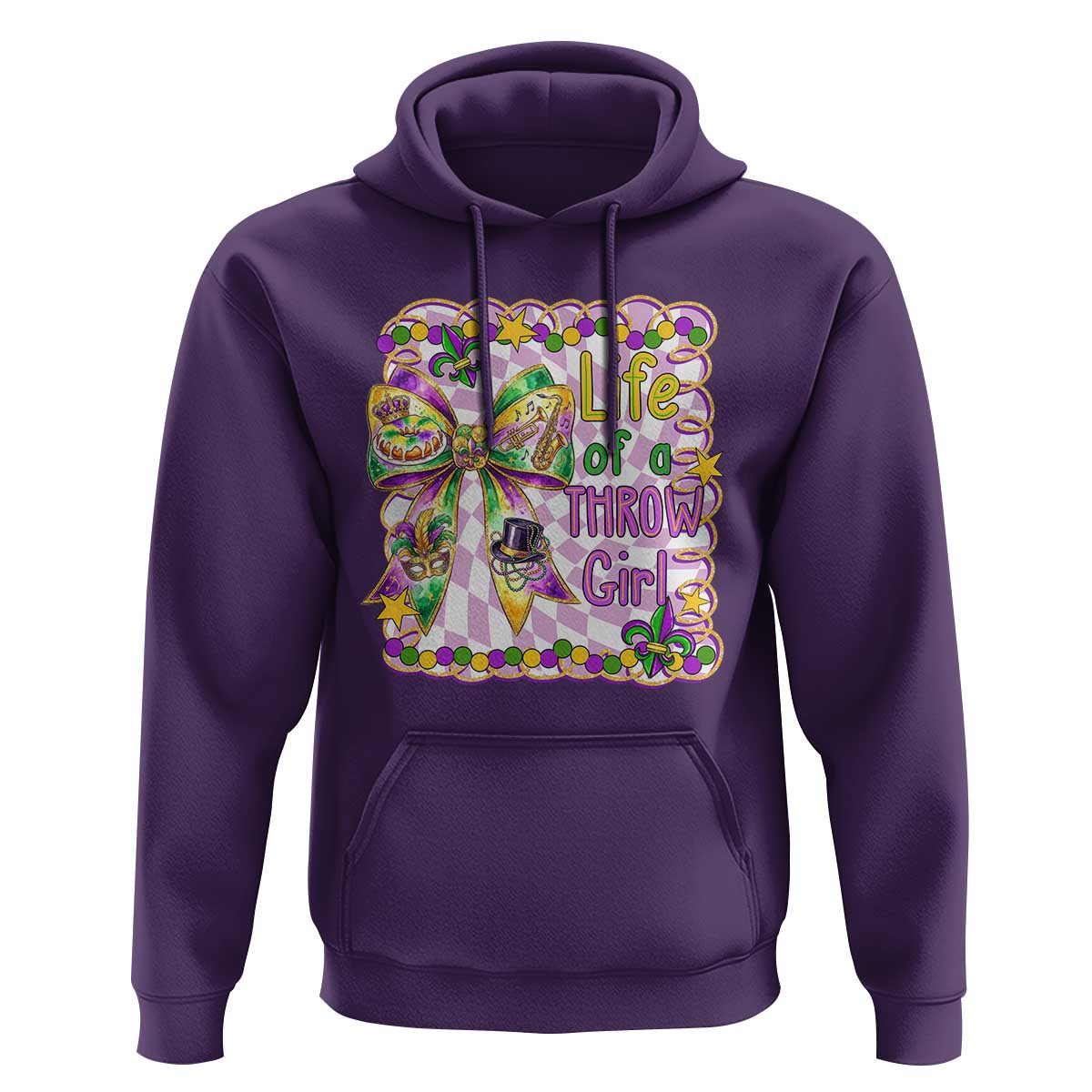 Funny Mardi Gras Throw Girl Life Hoodie Coquette Bow Carnival