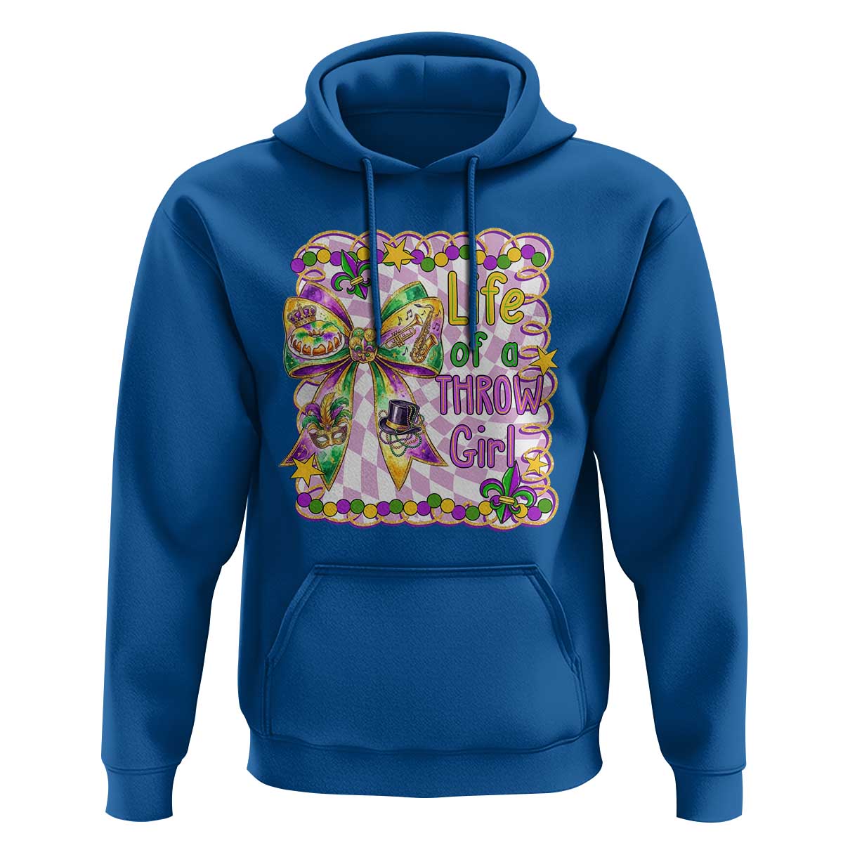 Funny Mardi Gras Throw Girl Life Hoodie Coquette Bow Carnival