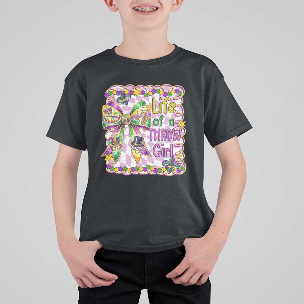 Funny Mardi Gras Throw Girl Life T Shirt For Kid Coquette Bow Carnival