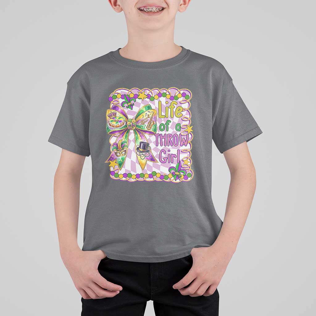Funny Mardi Gras Throw Girl Life T Shirt For Kid Coquette Bow Carnival