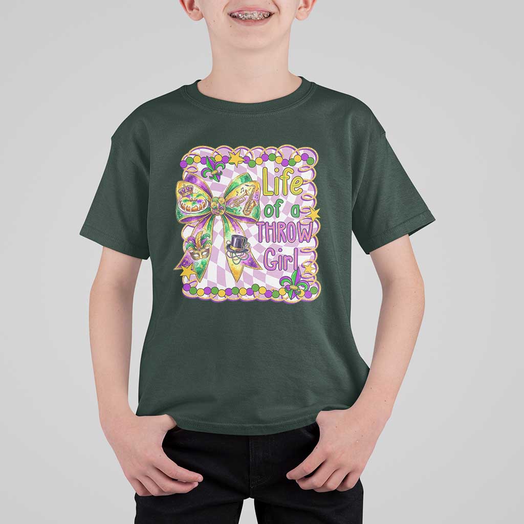 Funny Mardi Gras Throw Girl Life T Shirt For Kid Coquette Bow Carnival