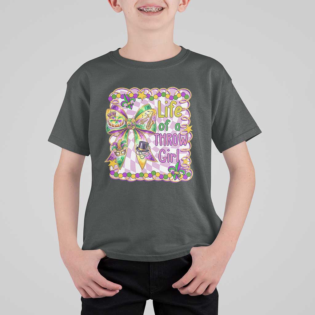 Funny Mardi Gras Throw Girl Life T Shirt For Kid Coquette Bow Carnival