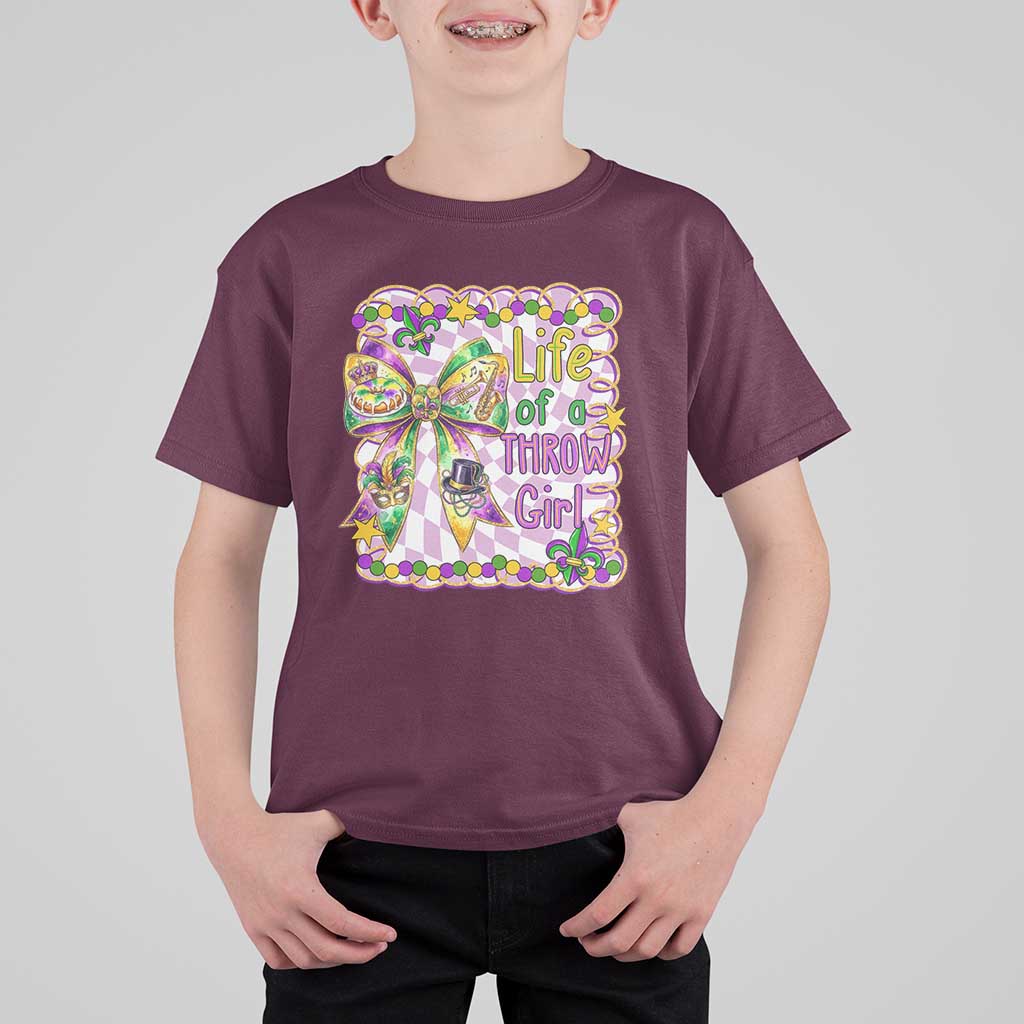 Funny Mardi Gras Throw Girl Life T Shirt For Kid Coquette Bow Carnival