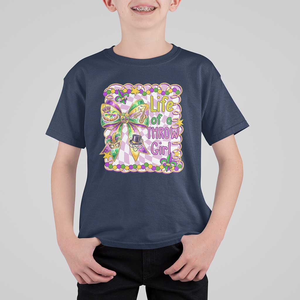 Funny Mardi Gras Throw Girl Life T Shirt For Kid Coquette Bow Carnival
