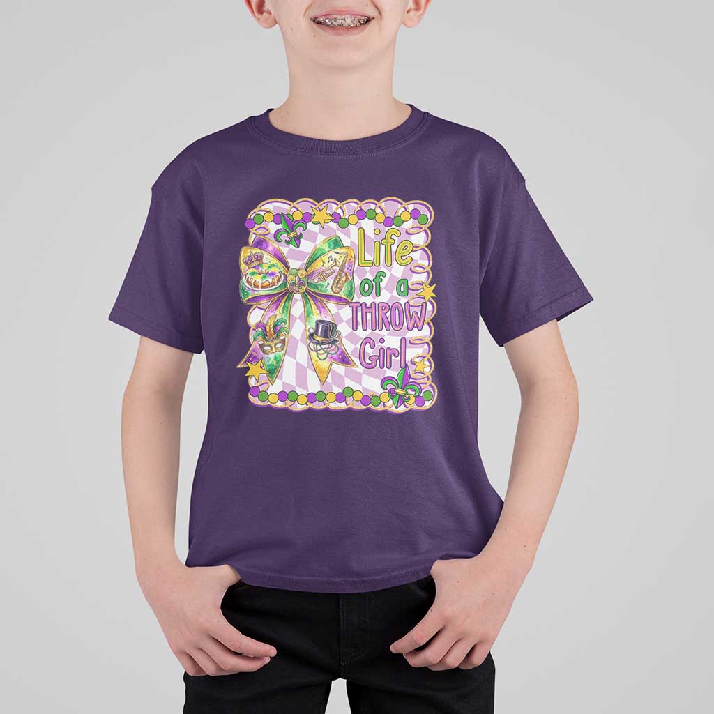 Funny Mardi Gras Throw Girl Life T Shirt For Kid Coquette Bow Carnival