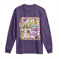 Funny Mardi Gras Throw Girl Life Long Sleeve Shirt Coquette Bow Carnival