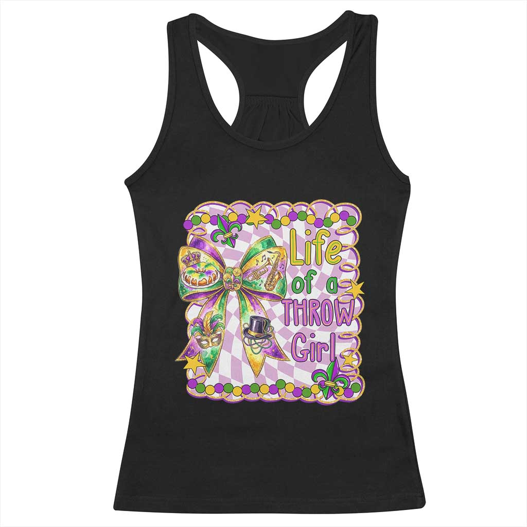 Funny Mardi Gras Throw Girl Life Racerback Tank Top Coquette Bow Carnival