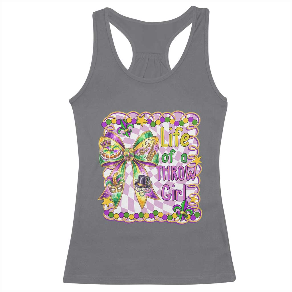 Funny Mardi Gras Throw Girl Life Racerback Tank Top Coquette Bow Carnival