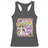 Funny Mardi Gras Throw Girl Life Racerback Tank Top Coquette Bow Carnival
