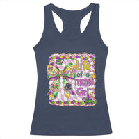 Funny Mardi Gras Throw Girl Life Racerback Tank Top Coquette Bow Carnival