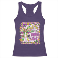 Funny Mardi Gras Throw Girl Life Racerback Tank Top Coquette Bow Carnival