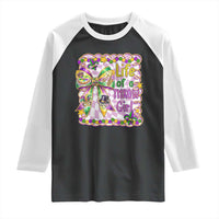 Funny Mardi Gras Throw Girl Life Raglan Shirt Coquette Bow Carnival