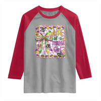 Funny Mardi Gras Throw Girl Life Raglan Shirt Coquette Bow Carnival