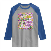 Funny Mardi Gras Throw Girl Life Raglan Shirt Coquette Bow Carnival