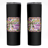 Funny Mardi Gras Throw Girl Life Skinny Tumbler Coquette Bow Carnival