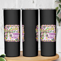 Funny Mardi Gras Throw Girl Life Skinny Tumbler Coquette Bow Carnival