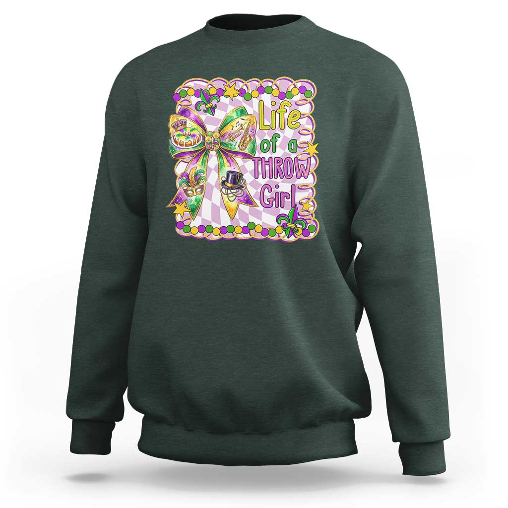Funny Mardi Gras Throw Girl Life Sweatshirt Coquette Bow Carnival