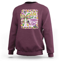 Funny Mardi Gras Throw Girl Life Sweatshirt Coquette Bow Carnival