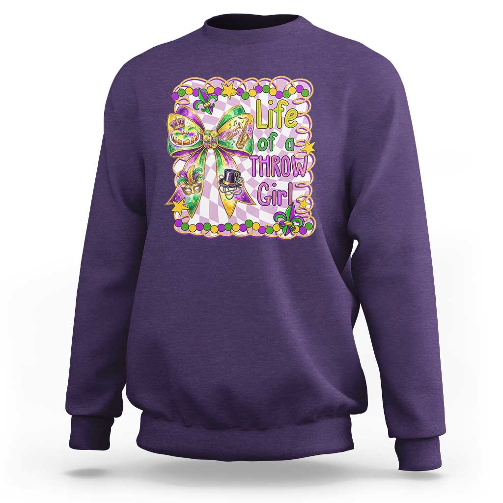Funny Mardi Gras Throw Girl Life Sweatshirt Coquette Bow Carnival