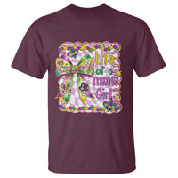 Funny Mardi Gras Throw Girl Life T Shirt Coquette Bow Carnival