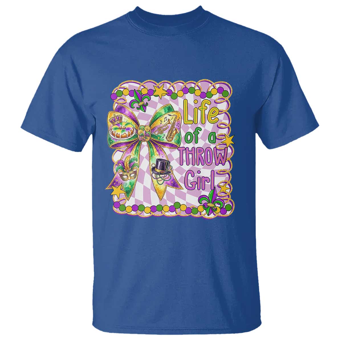 Funny Mardi Gras Throw Girl Life T Shirt Coquette Bow Carnival
