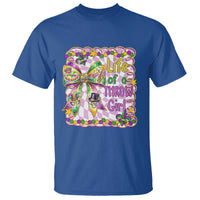 Funny Mardi Gras Throw Girl Life T Shirt Coquette Bow Carnival